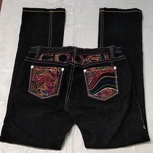 Coogi embroidered dark wash black jeans sz 9/10